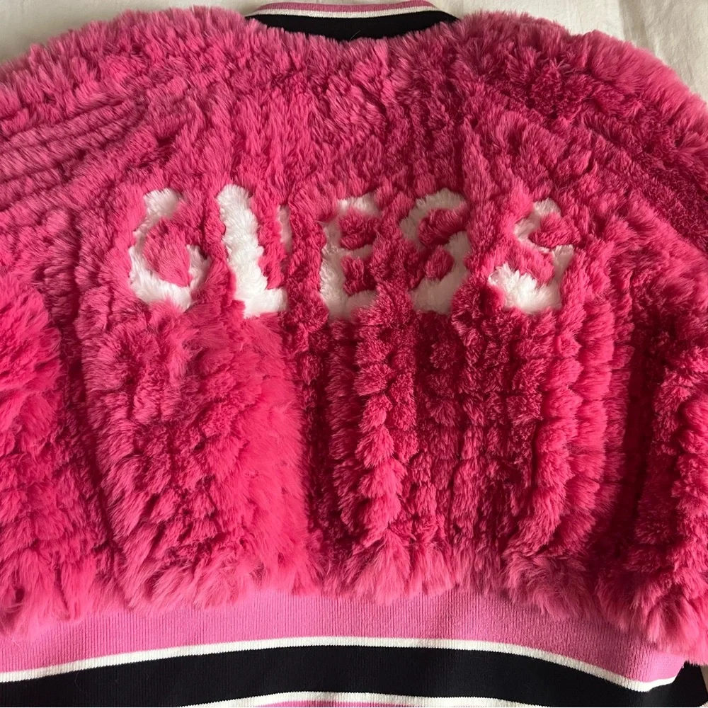 GUESS Pink Fuzzy Bomber Jacket - Picture 4 of 4